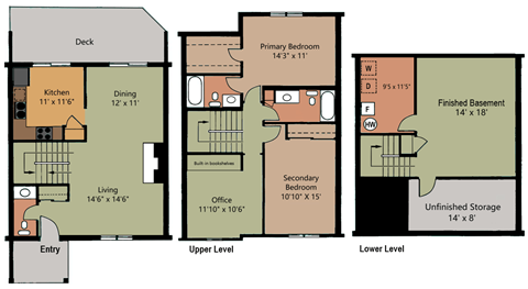 Floor plan for 2 beds, 2.5 baths, 1750 sqft